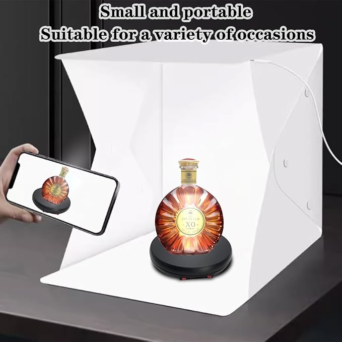 JAYEGT Multicolor LED Light Motorized Rotating Display Stand , 10 inch /55lbs Load, 360° Electronic Photography Turntable for Product Shows, Jewelry, Crystal Art (Black / 5 Colors Light / Rechargeable)