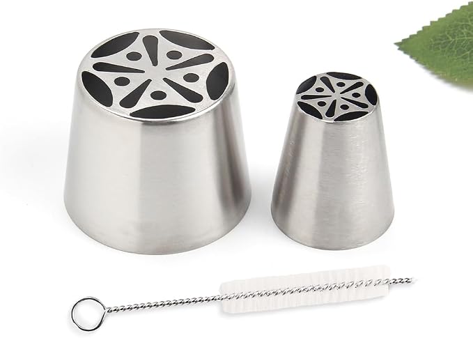 14 PCS Russian Piping Tips Set,Stainless Steel Icing Nozzles for Cake Decorating, Cream Flower Bouquet DIY Cookies, Desserts Baking Tools 1 XXL,1 XL,1 Medium Leaf,10 Piping Bags,1 Brush(S5)