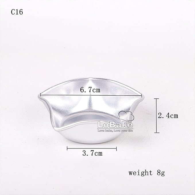 10pcs per lot Various Design Fluted Edge Wavy Flower Cup Boat Round Shape Aluminium Tart Mould Jelly Pudding Cup Cupcake Mold Baking (C16)