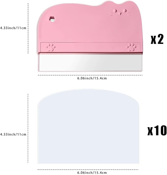 12 PCS Plastic Scraper Tool Set,Included 2 Pink Cake Smoother Scraper,10 Transparent Scrapers, Flexible Plastic Cake Scraper Smoother for Bakery Pastry Cake Decoration Kitchen DIY Baking Tool (pink)
