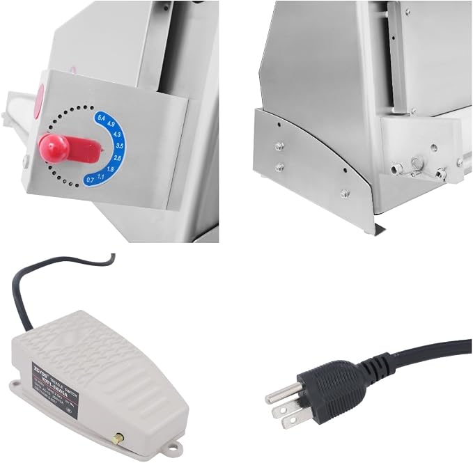 3"-18" Pizza Dough Roller Sheeter, Commercial Automatic Pizza Press Making Rolling Machine with Adjustable Thickness, Electric Pizza Dough Sheeter for Bakeries & Restaurants, 240 PCS per Hour