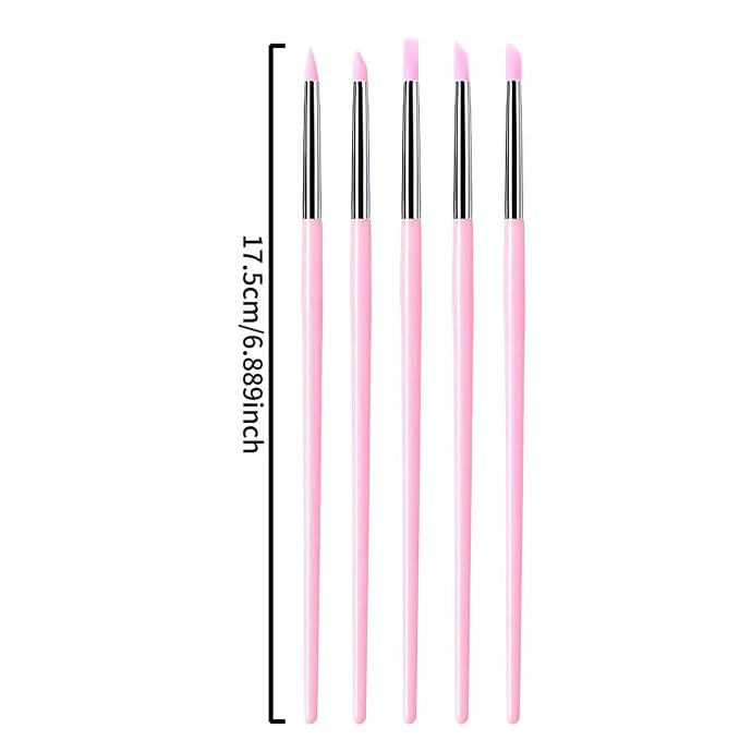 5Pcs Silicone Sculpting Tools, Pink Clay Sculpting Tools, Multi-Shape Silicone Brushes, Pottery Modeling Tools for Polymer Clay, Ceramics, Nail Art, Fondant & Craft DIY