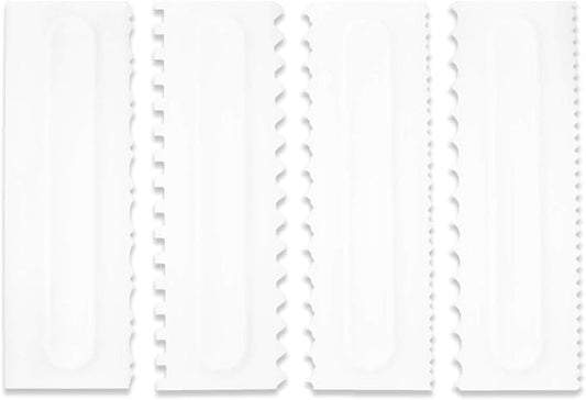 Cake Scraper Set Decorating Comb and Icing Smoother Tool Mousse Butter Cream Cake Edge DIY Tool Plastic Sawtooth Cake Scraper Icing Smoother Comb Set Kitchen Baking Tools Christmas Gift (4 Pack)