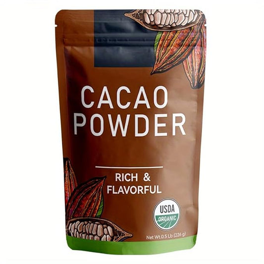 226g(0.5lbs), Premium Organic Cacao Powder - Unsweetened Dark Cocoa for Baking, Smoothies & Healthy Desserts, Rich Chocolate Flavor, Vegan, Non-GMO, Gluten-Free