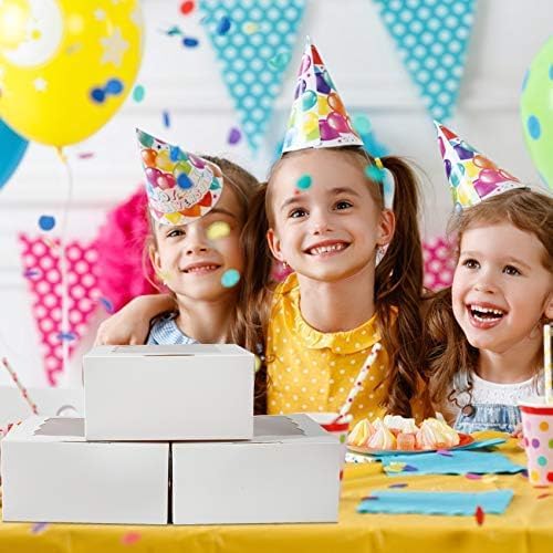 60 Pcs Bakery Boxes with Window, 6 x 6 x 3 Inches, White Cookie & Pastry Boxes for Baked Goods