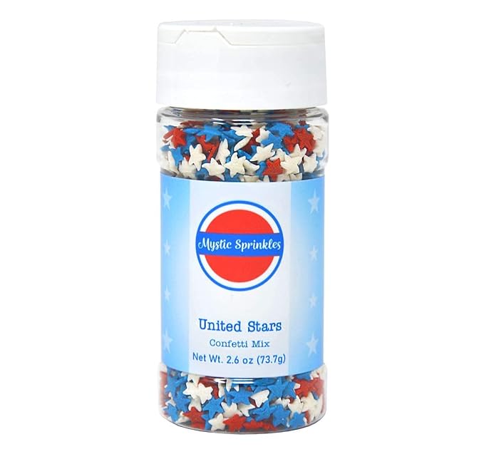 Mystic Sprinkles Fourth of July Sprinkles Mixes (United Stars Confetti Mix 2.6oz)
