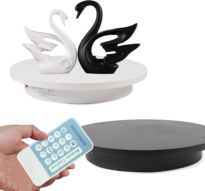 Rotating Display Stand, 16.5''/220lb Photography Turntable Motorized Turntable with Remote speed control for 360 Degree Image, Video, Model, Cake (Black)