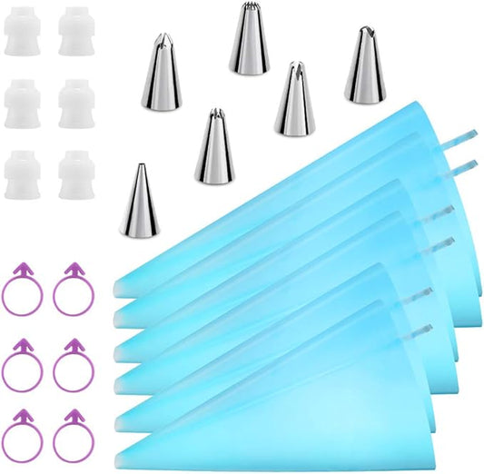Reusable Decorating Set: Piping Bags, Tips, Couplers & More by Kasmoire