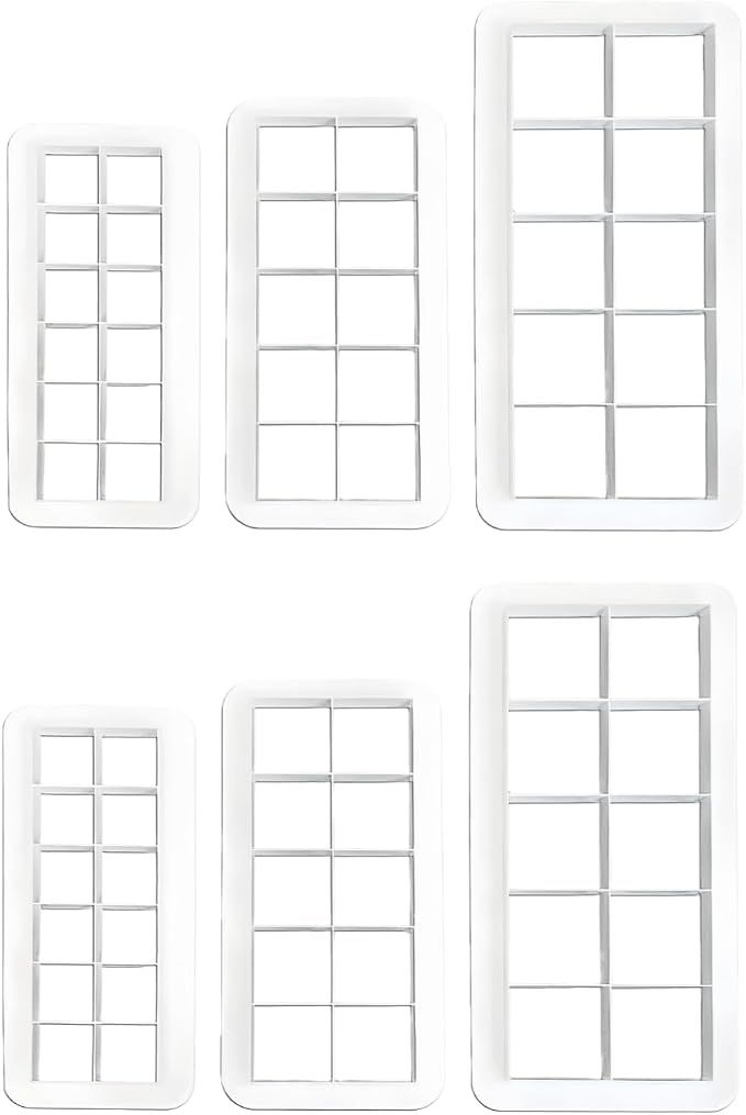 6Pcs White Square Cookie Cutter Set, Geometric Multicutter Cake Fondant Cutter,3 Size Square Biscuit Cutters Cake Decorating Use Safety Easy to Store,Cookie Cutters Baking Tools and Accessories