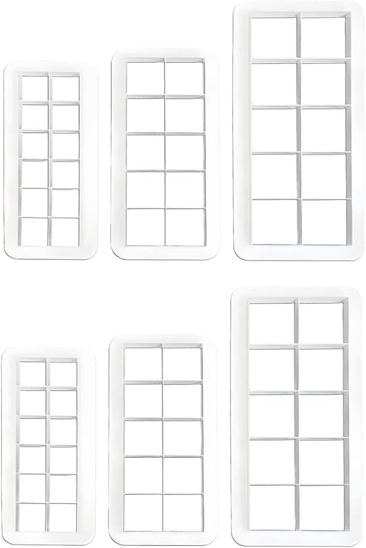 6Pcs White Square Cookie Cutter Set, Geometric Multicutter Cake Fondant Cutter,3 Size Square Biscuit Cutters Cake Decorating Use Safety Easy to Store,Cookie Cutters Baking Tools and Accessories