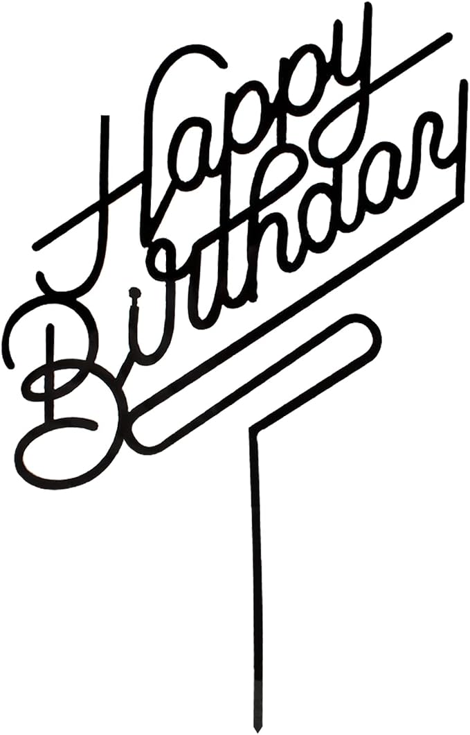 Happy Birthday Cake Topper,Acrylic cake Toppers,Birthday Party Decoration Supplie (Black)