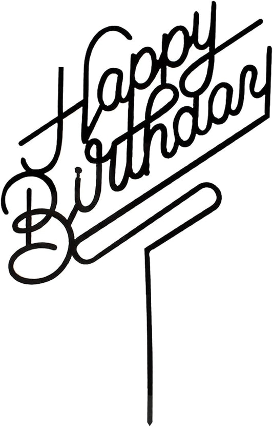 Happy Birthday Cake Topper,Acrylic cake Toppers,Birthday Party Decoration Supplie (Black)