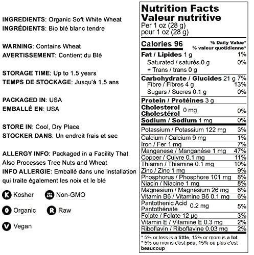 Food to Live - Organic Whole Wheat Pastry Flour, 5 Pounds - Non-GMO, Finely Ground, Unbleached, Unbromated, Vegan, Kosher, All Natural, No Preservatives