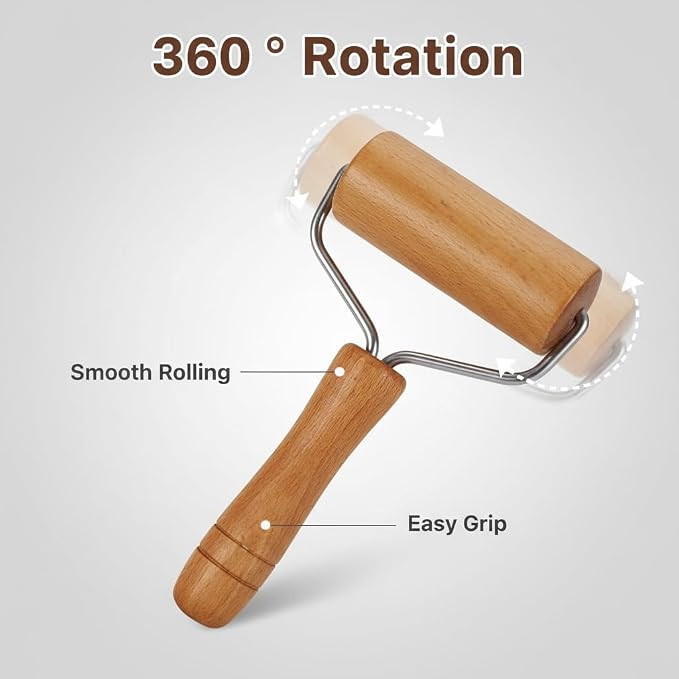 Small Rolling Pin, Pizza Dough Roller, Non Stick Wood Pastry Roller, Kitchen Wooden Rolling Pins for Baking Cooking Cookie Bread Tortilla Dumpling Fondant Clay (Style 2)
