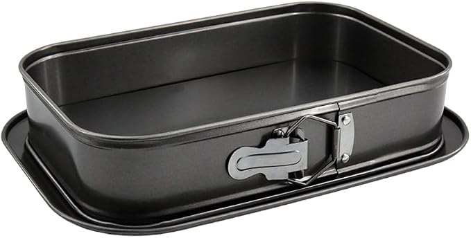 11.61x7.48 Inch Large Rectangle Springform Cake Pan - Non-Stick Cheesecake Pan with Removable Bottom, Ice Cream Cake Bakeware (Black)