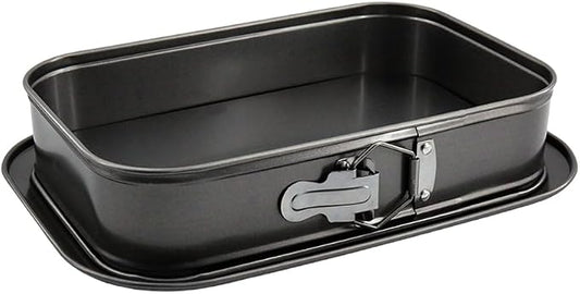 11.61x7.48 Inch Large Rectangle Springform Cake Pan - Non-Stick Cheesecake Pan with Removable Bottom, Ice Cream Cake Bakeware (Black)