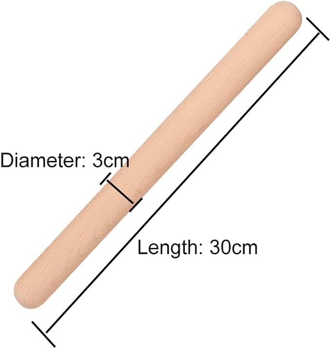 Set of 2 Wood Pastry Tart Tamper and Wood Rolling Pin Double Sided Tart Tamper 11.8 Inch Dough Roller DIY Baking Shaping Kitchen Tool for Cheesecakes Desserts Muffin Pecan Pies Pasta Ravioli