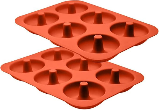 ABAM Premium Silicone 3.5 inch Donut Pan 2-Pack of Trays Non-Stick Food Grade Silicone baking mold with 12 Doughnut Molds or Bagel & Cake Making Tray perfect for Microwave, Freezer & Dishwasher safe