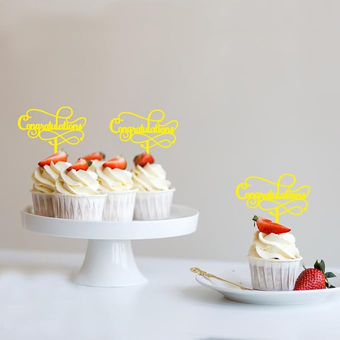 Congratulations Cake Topper,Congratulations 2026 Graduation Cake Topper,Graduation, Wedding, Retirement, Birthday, Anniversary, Celebration Party Decorations Supplies (12 Pcs Acrylic Gold)