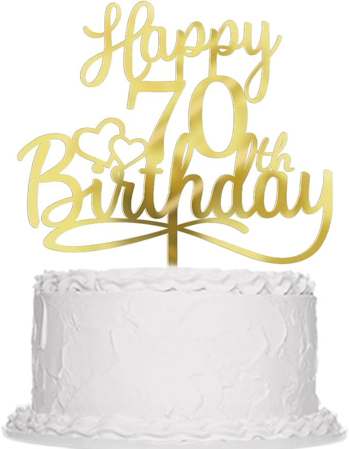 Sleyberoy Acrylic Happy 70th Birthday Cake Topper- Hello 70,Cheers to 70 Years,70th Anniversary/Birthday Party、 men and women Happy seventy Birthday Selected cake decoration(70th)