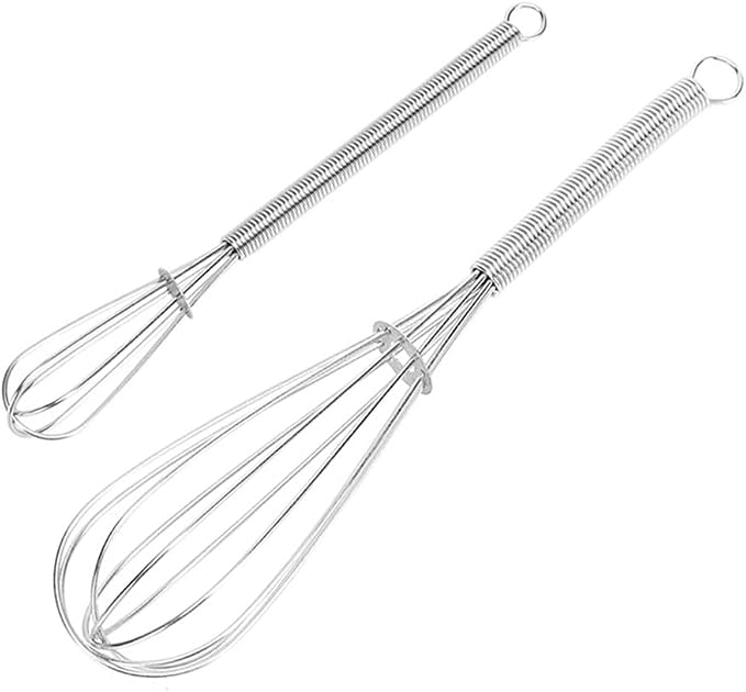 Stainless Steel Mini Whisk Set of 2, Small Wire Hand Whisks, Kitchen Cookware for Cooking, Whisking, Blending, Beating, 5/7/8/10 inch