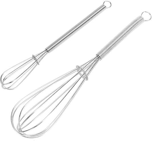 Stainless Steel Mini Whisk Set of 2, Small Wire Hand Whisks, Kitchen Cookware for Cooking, Whisking, Blending, Beating, 5/7/8/10 inch