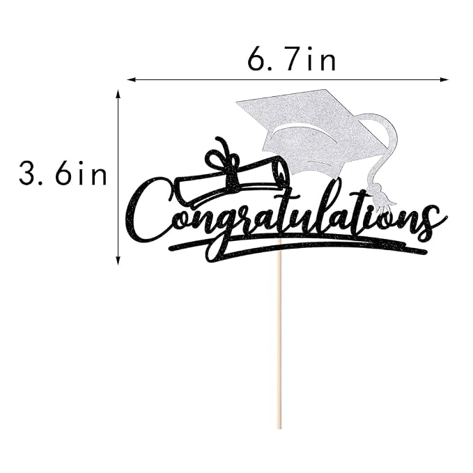 Congratulations 2026 Graduation Cake Topper,Congrats Grad Cake Decor - 2026 High School/College/Senior Graduation Party Decorations Supplies (Black and silver)