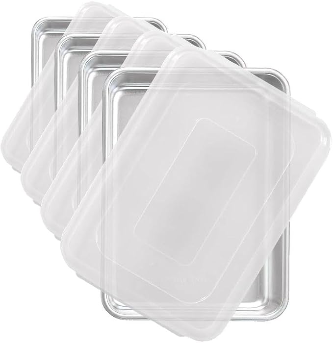 Nordic Ware Natural Aluminum Commercial Cake Pan with Lid,Rectangle Pan with Lid Silver,9 x 13,(Pack of 4)