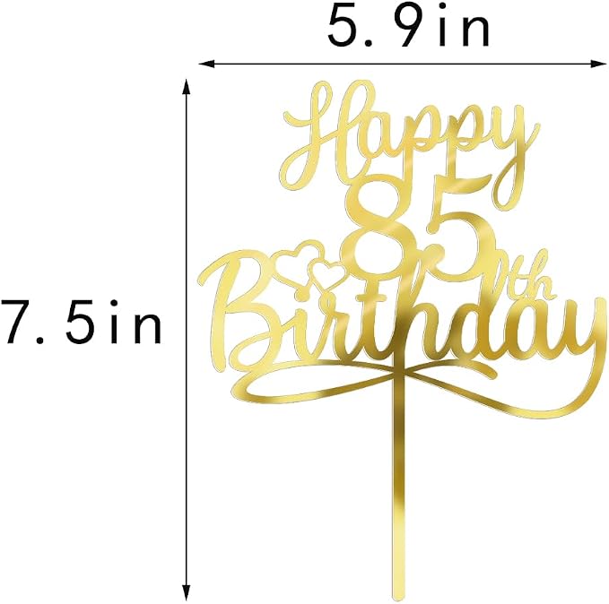 Sleyberoy Acrylic Happy 85th Birthday Cake Topper- Hello 85,Cheers to 85 Years,85th Anniversary/Birthday Party、 men and women Happy Eighty-five Birthday Selected cake decoration (85th)