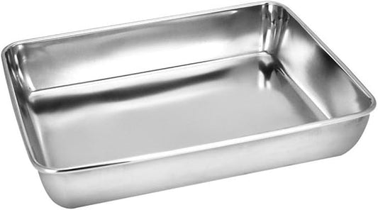 Sheet Pan,Cookie Sheet,Heavy Duty Stainless Steel Baking Toaster Oven Jelly Roll Deep Edge,Superior Mirror Finish, Dishwasher Safe (9.65 * 11.8 * 2.36 inches)