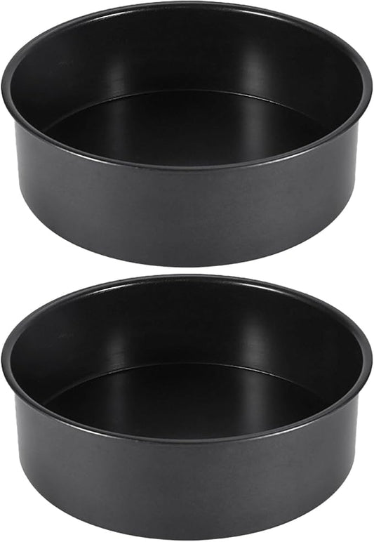 2 Pack 8.27 in Cake Pans, 2.56 in Deep, Straight Sided, Removable Bottom | Includes 2 pans with removable bottoms, No parchment paper included, Use baking sheet if seepage occurs