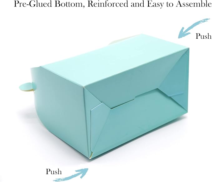 30-Pack Blue Party Favor Treat Boxes Goodie Box Gable with Handles | Paper Gift Boxes Perfect for Prince Party and Baby Shower Decoration Supplies