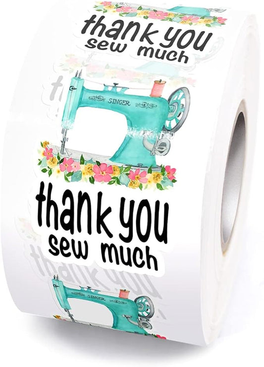 Sewing Machine Stickers, Thank You Sew Much Sticker, Sewing Themed Gifts Thank You Stickers, Sew Labels for Handmade Items, Business Order Mail Packages 1.5" L X 1.5" H 500 PCS Sticker