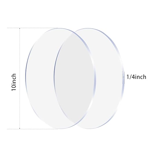 2 Pieces 1/4" Round Plexiglass Sheet, 10 Inch Diameter Clear Acrylic Circle, Round Cake Disk Acrylic Sheet, Plexiglass Table Top, Acrylic Backdrop