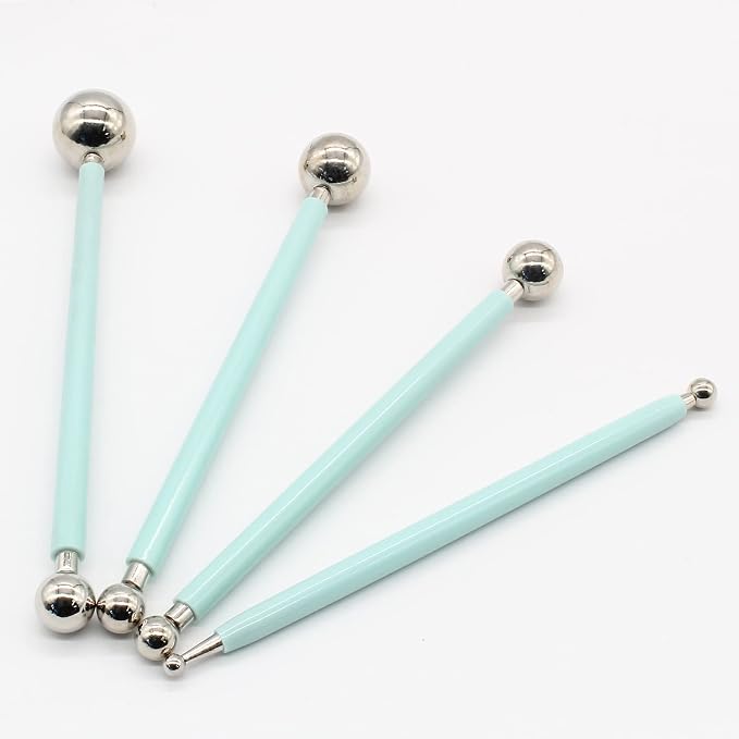 DIY Cake Decorating Tool, Metal Ball Fondant Tool, Stainless Steel Fondant Cake Pan for Sugar Flower, Ball Model DIY Tool, Green(4Pcs)