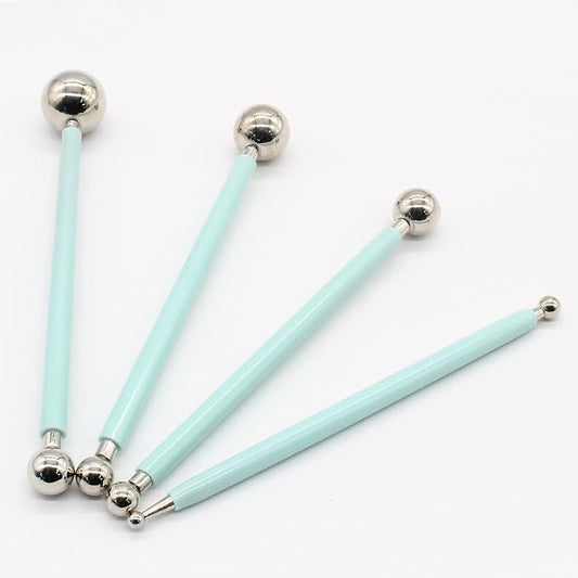 DIY Cake Decorating Tool, Metal Ball Fondant Tool, Stainless Steel Fondant Cake Pan for Sugar Flower, Ball Model DIY Tool, Green(4Pcs)