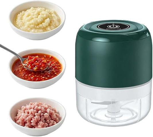 Electric Garlic Chopper, 2026 New Mini Food Processor & Food Chopper for Kitchen, Portable Cordless Garlic Mincer, Rapidly Garlic Minces Ginger Onion Chili Veggie (Green，250ml)