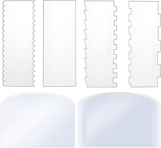 9-Piece Clear Cake Decorating Scraper Set – 4Pcs Large Acrylic Icing Smoothers and Edge Combs,5Pcs Flexible Plastic Cake Scraper Smoother,Mousse Baking Projects for Buttercream, Frosting (clear)