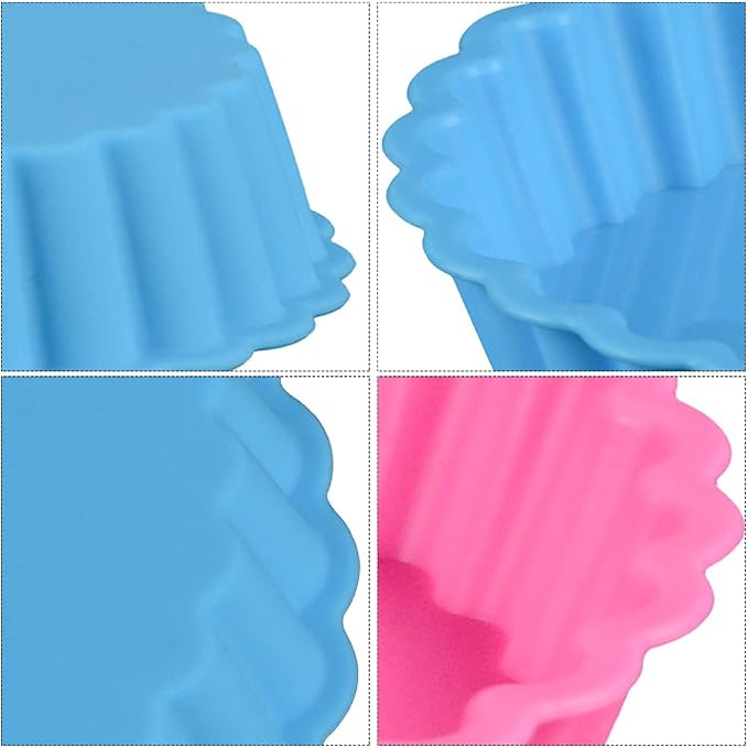 8 pcs Silicone Tart and Pie Molds, 4 Inch Fluted Mini Tart Mould Round Nonstick Quiche Pan Bakeware Mold for DIY Baking Pies/Tarts/Mousse Cakes/Small Dessert(Random Color)