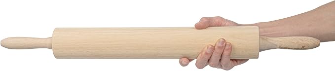 Restaurantware Wood Rolling Pin 1 Count 15 Inches Solid Wood Baking Tool, Ergonomic Dough Roller With Smooth Rotation, Beige Kitchen Pastry Tool for Professional Bakers