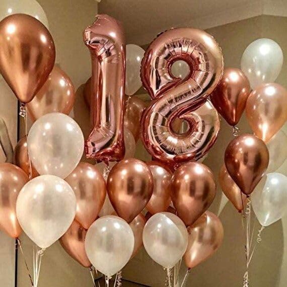 PartyWoo Rose Gold Balloons 100pcs Different Sizes of 18 12 10 5 Inch Gold Balloon Arch Kit Garland for Birthday Graduation Bachelorette Bridal Shower Wedding Party Decorations Rose Gold-G107