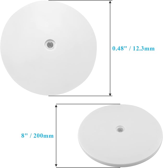 Jersvims 8 Inch Acrylic Turntable Platter, White Turntable Organizer Round Rotating Plate for Kitchen Pantry Cabinet Desk Rack Spice Cake Cookie Decorating