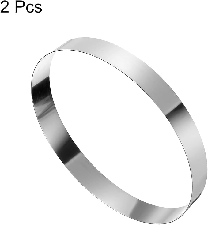 HARFINGTON 2PCS Round Cake Ring 14 x 2 Inch Seamless Stainless Steel Pastry Mousse Dessert Ring Mirror Coating for Baking Cooking Making Tool