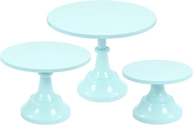 3 Pcs Cake Stand Set Metal Round Cake Holder Cupcake Stands 8/10/12 inch Blue Dessert Display Stands Dessert Table Decorations for Birthday Parties, Baby Shower,Wedding Banquets and Anniversary