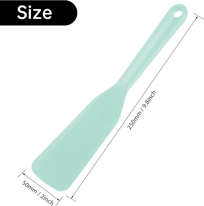 2 Pack Silicone Thin Turner, Heat Resistant Omelet Spatula, Long Crepe Spatulas for Nonstick Cookware, Pancake Turner for Egg Cake Pizza Steak Omelet Crepes (Blue)