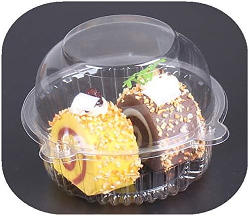 i-CHONY Individual Cupcake Container - 100pcs Cupcake Holder Plastic Disposable Clear Dome Single Cupcake Carrier Holder Muffin Individual Small Container Cases Box Cups