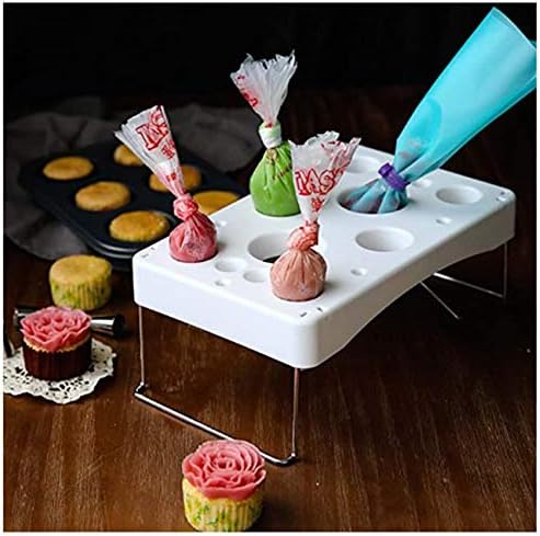 Piping bag shelf Decorating bag rack Cake decorating frosting bag rack Stainless steel feet Cake tools DIY baking 12 cavity cream bag rack (2 Packs)