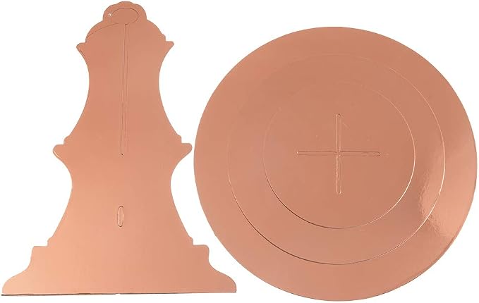 YLDW 3-Tier Cupcake Stand, Rose Gold Cardboard Cake Stand holder, Tiered DIY Cupcake Stand Tower for Dessert Table Displays, Birthday Theme Party Favors Decoration, Floral Tea Party, 12" W x 12.8" H