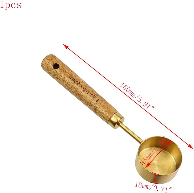 1/16 Cup Measuring Cup with Wooden Handle, 15ml Stainless Steel Measuring Scoop 1/16 Cup Measuring Cups for Baking Cooking Wet and Dry Ingredients (15ml)