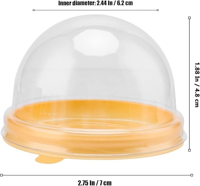 200 Pack Plastic Mini Cake Box, Clear Cupcake Box with Dome Lids, Round Cupcake Boxes Plastic Cupcake Holders for Mooncakes, Cookies, Desserts, Gold Base